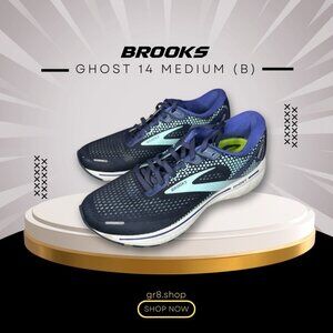 Brooks Ghost 14 Running Shoes Size 9 Medium Mens Navy & Teal